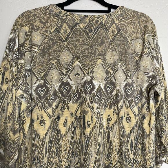 Chico's Tan All Over Mosaic Art to Wear Tunic 2 Large - Picture 7 of 10